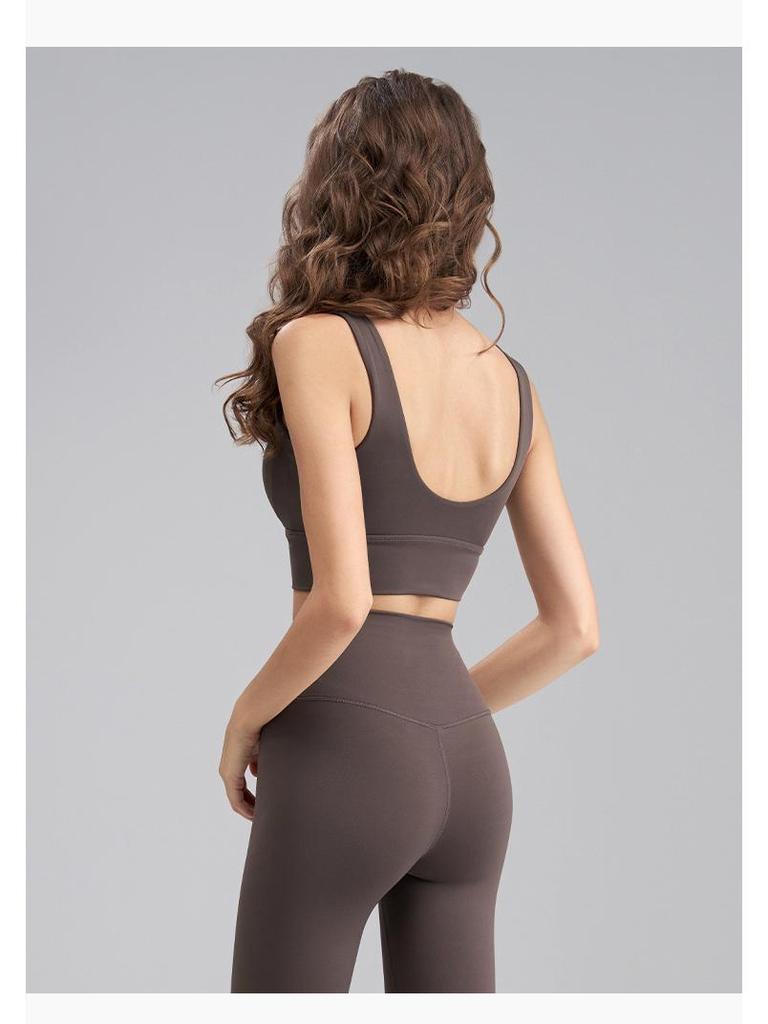 Nude Feeling Sport-BH: Hohelastisch, Fixiertes Brustpolster, U-Rücken, Yoga- & Fitness-Weste für Damen