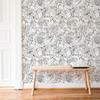 White Sketch Floral And Leaves Wall Cover Retro Line Flower Pvc Peel And Stick Wall Cover Water-Repellent Kitchen Bathroom Vinyl Decor