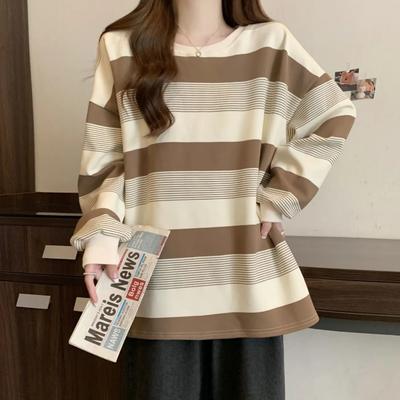 Kadınlar İçin Amerikan Retro Çizgili İnce Sweatshirt Yeni Sonbahar Bol Günlük Çok Yönlü Üst