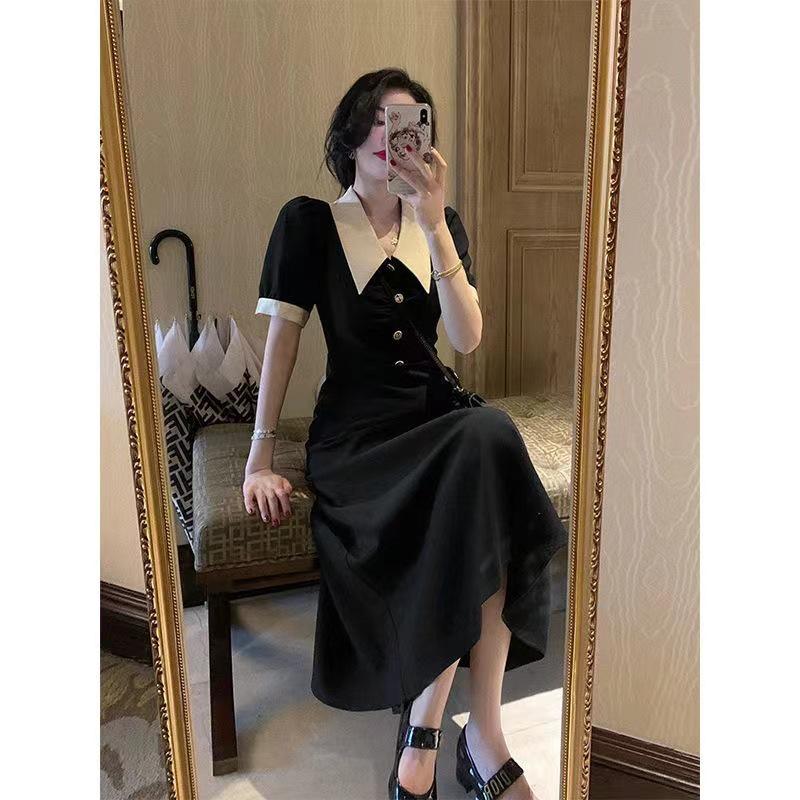 Plus Size Women's Slimming French Design Waist-Hugging Dress for Summer and Autumn