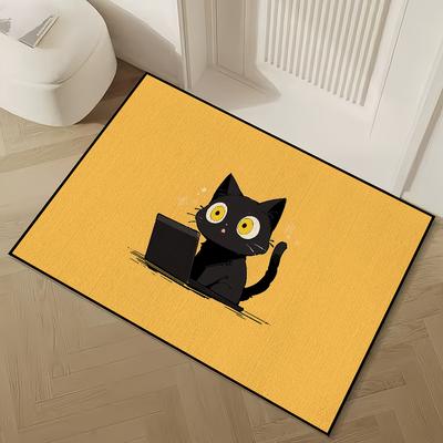 Süße Schwarze Katze Fußmatte Willkommen Rutschfester Boden Schlafzimmer Küche Bad Balkon Flur Teppich Heimdekoration Teppich