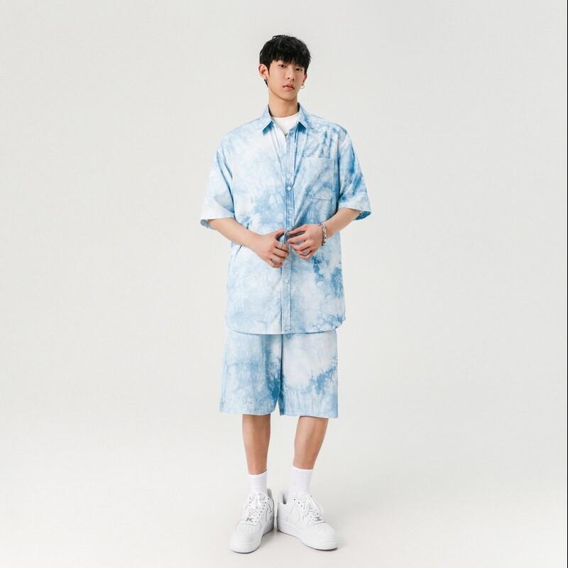 Men's Short-sleeved Shirt Sportswear Set Casual Versatile Beach Two-piece Suit