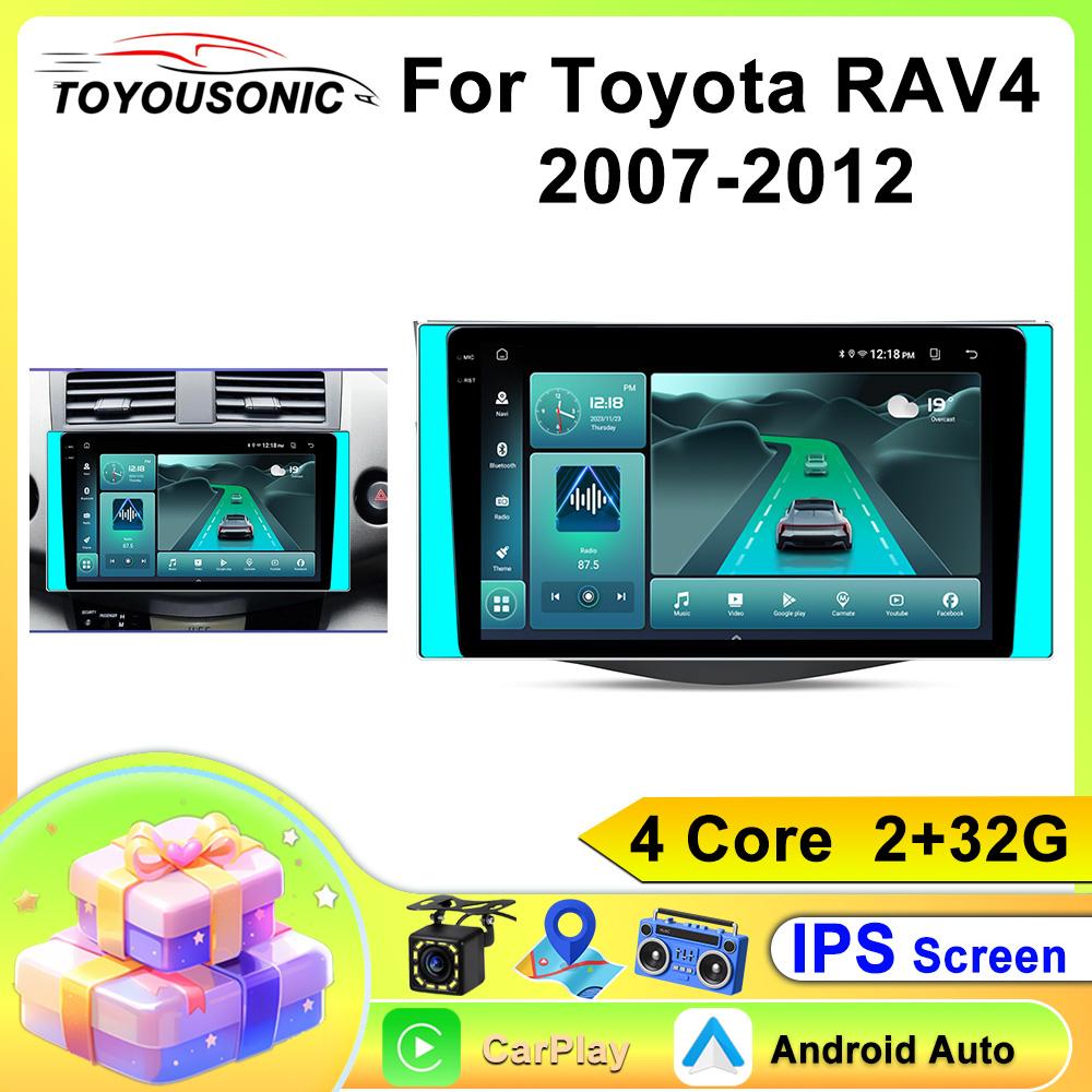 

10,1-дюймовый беспроводной автомобильный радиоприемник для Toyota RAV4 2006-2012 CarPlay Android Auto сенсорный экран автомобильная стереосистема с камерой заднего вида GPS WIFI 4 core 2GB+32GB CP