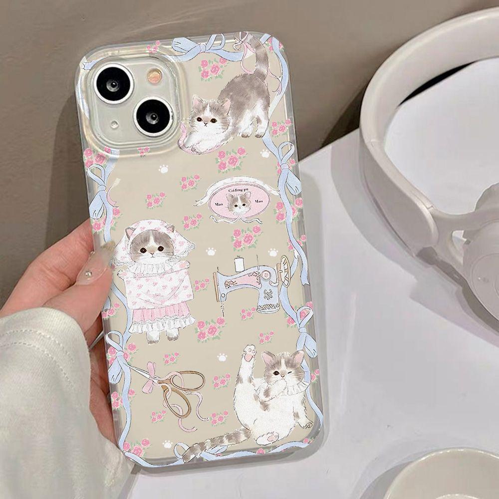Floral princess cat is suitable for iPhone17promax Apple 17 matte mobile phone case 16/15 anti-drop ins wind