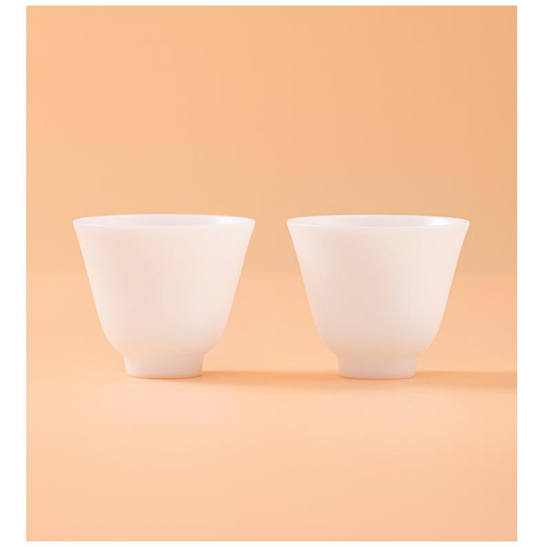 Suet Jade Porcelain Yurun Beads Round Tea Cup Teacup Kung Fu Tea Set Household Chinese High-end Two Packs