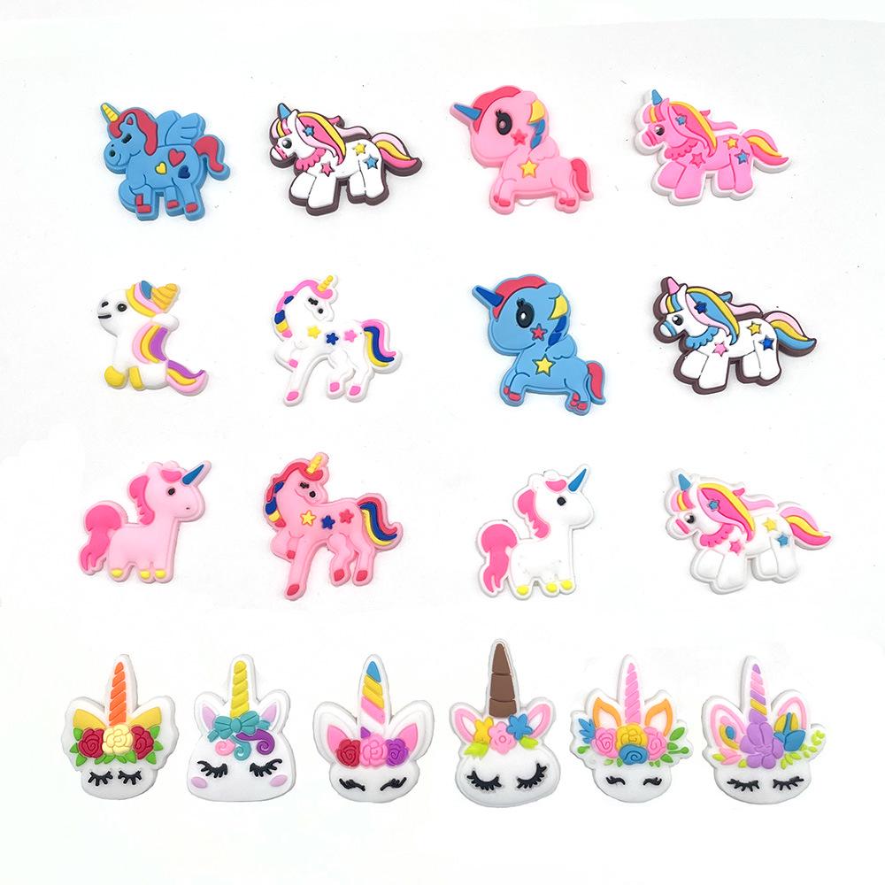 Cute Cartoon Unicorn Flower Clog Buckles - Removable & Soft Rubber Garden Shoe Decorations