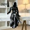 Grim Reaper Figurine Gothic Hooded Lady Figurine, 3D Printed Dark Fantasy Shelf Sitter, Elegant Mysterious Black Robed Women Pouring Tea Sculpture for