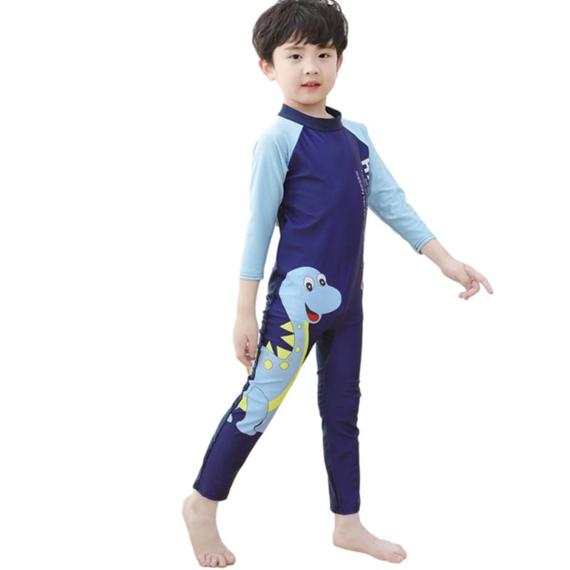 Children Swimwear Cartoon Sunscreen Long-sleeve Diving Suit For 3-11 Years Old Kids