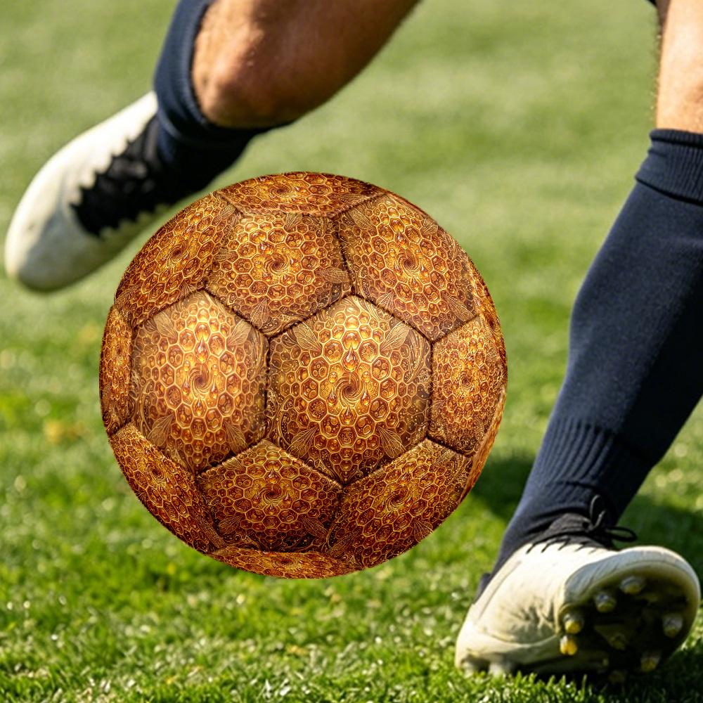 1pc Honeycomb Bees Themed Soccer Ball, Size 5, Lightweight PVC Material, Outdoor Training Soccer Ball Gift. q62274