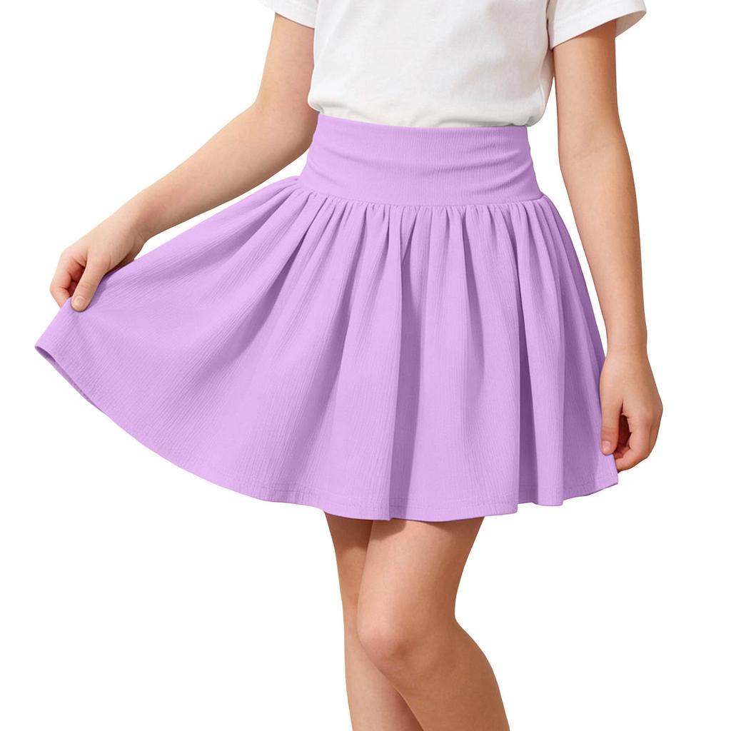 Girls High Waist Tennis Skirt Athletic Skirt Lightweight Stretchy Yoga Skirt Pleated Sports Skirt for Kids Activewear