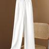 Women's Cotton Linen Wide-Leg High-Waisted Pants - Summer Loose Casual Straight-Leg Long Pants