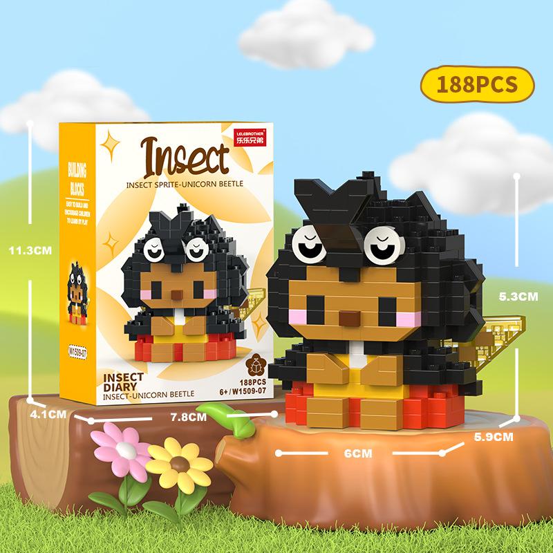 Kreative Insekten-Bausteine Kinderpuzzle Zusammengebautes Mikropartikel Kleintier-Modell Puzzle Biene Schmetterling Geschenk