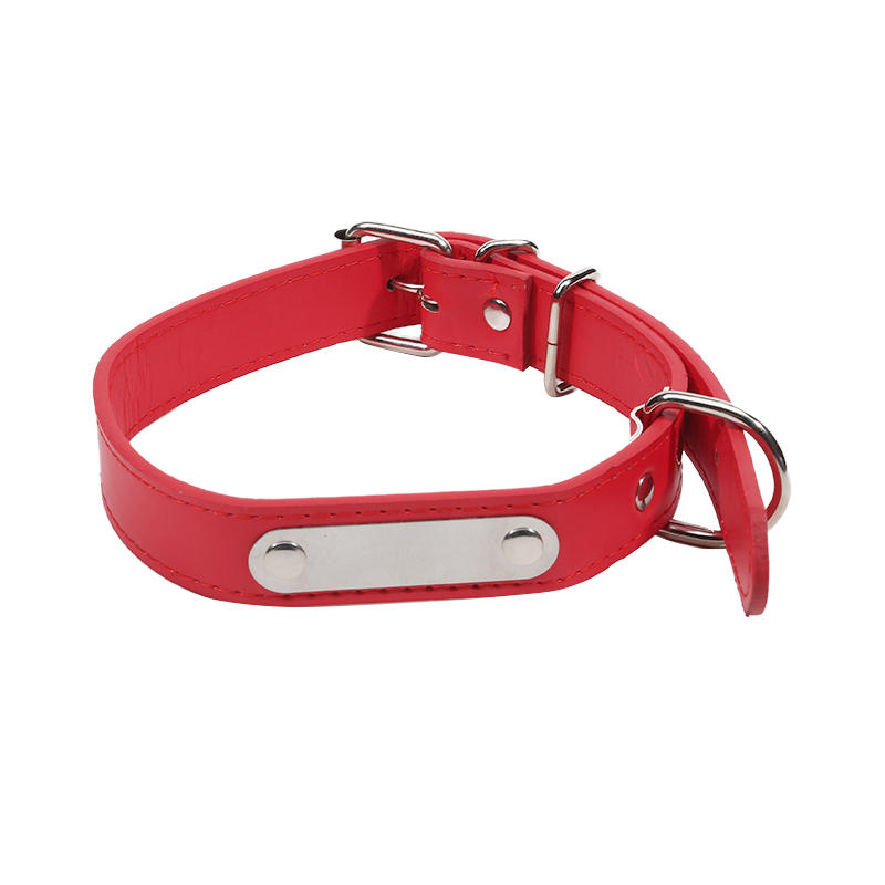 2025 New Hot SaleCarved Dog Collar ID Tag Anti-lost Solid PU Leather For Small Medium Large Dogs Puppy Cat Pet Supplies