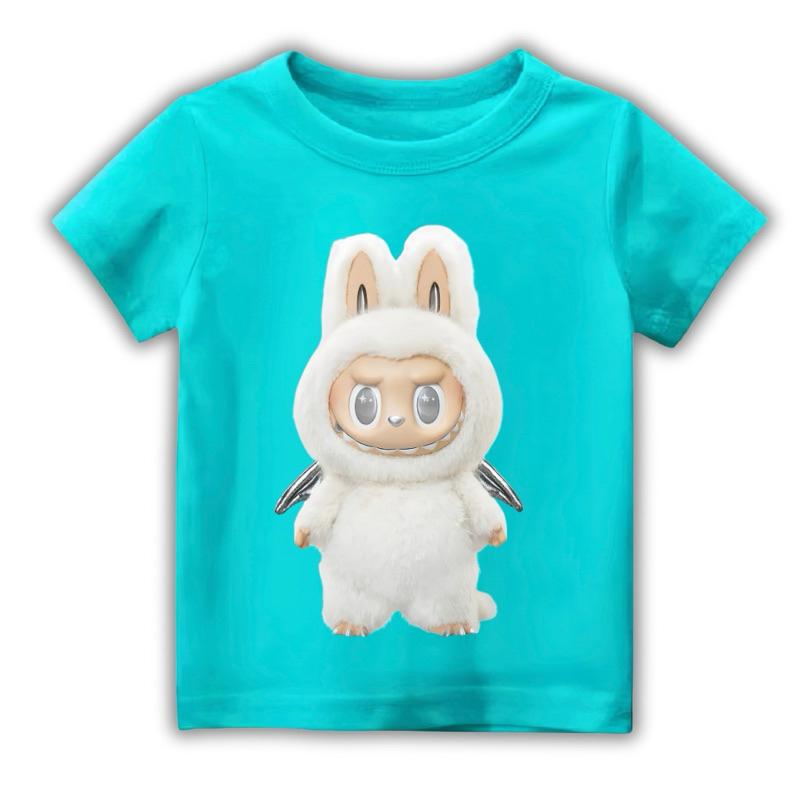 LABUBU T-Shirt Musterdruck Rundhals Kurzarm Lässig Mode