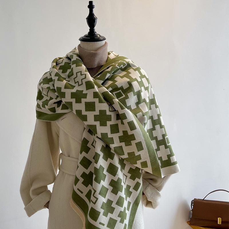 Schal Damen Vielseitig Lang Beidseitig Büro Imitation Kaschmir Stola Schal Doppelzweck Verdicktes Cape