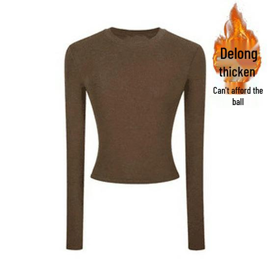 Women's Slim-Fit Long-Sleeve Top - High-End Round Neck Tee for Spring/Autumn