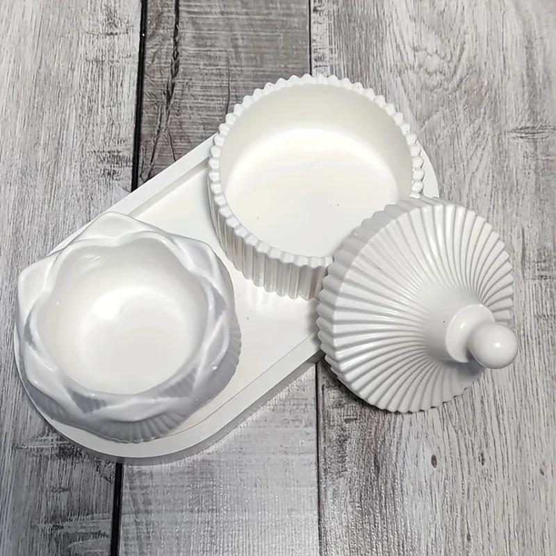 DIY Lotus Candle Holder 3 Piece Storage Silicone Mold Epoxy Resin Handmade Plaster Cement Crafts Home Decoration Making Supplies