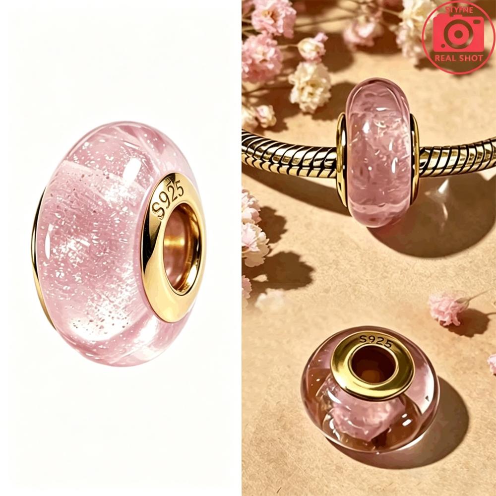 New Exquisite 925 Silver Colored Glass Beads Flowers Murano Bead Charms Fit DIY Bracelet Jewelry Fine Gift for Women