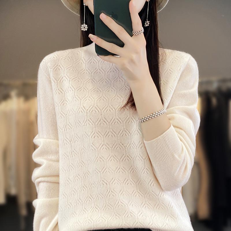 Andy's Velvet Women's Seamless Knit Sweater: Autumn/Winter Half-High Collar Long Sleeve Wool Base Layer
