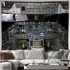 Ruimteveer Cockpit Interieur met Uitzicht op Aarde Ruimtestation Geïnspireerde Wandtapijt Machine Wasbaar Alle Seizoenen Decor Print Huis