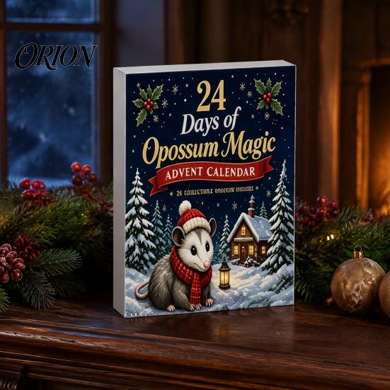 Xmas Party Favors 24 Days Christmas Advent Calendar with 2D Flat Acrylic Possum Pendants, Bag Accessories Festive Countdown for Tree Decoration