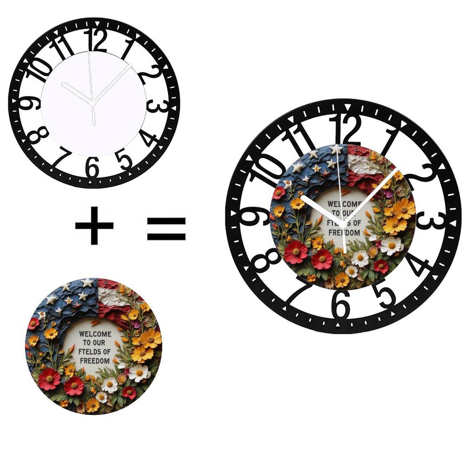 Scandinavian 25cm Circular Iron Wall Clock with Clean Design Silent (Black,10 inch(25.40cm)) чёрный