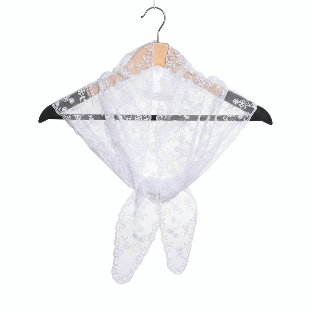 Elegant Embroidered Flower Lace Scarf Breathable Mesh Lightweight Triangle Scarf Sunscreen Shawl Spring
