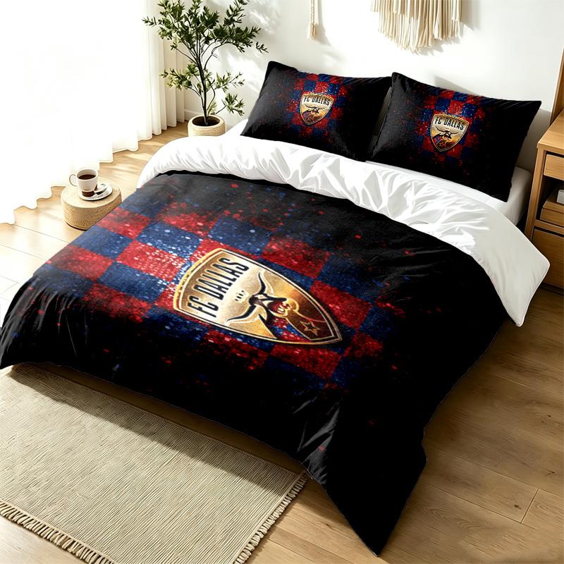 FC Dallas 3pc Duvet Cover Set Simple Modern Bedding Set Wrinkle Resistant Soft Fabric All Season Use a perfect gift