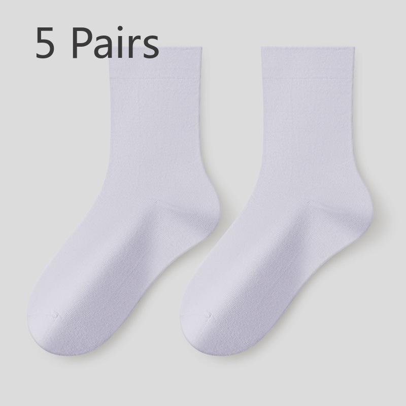5 Pairs of Female Spring and Autumn Style Pure Cotton Antibacterial Boneless Tube Pile Socks