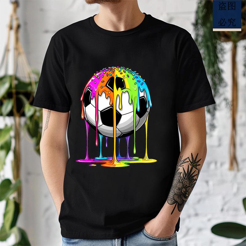 Unisexs Crew Neck T Shirt Melting Soccer Ball Graphic Short Sleeve Tees Summer Casual Tops For Unisex Sport Print Daily Shirts