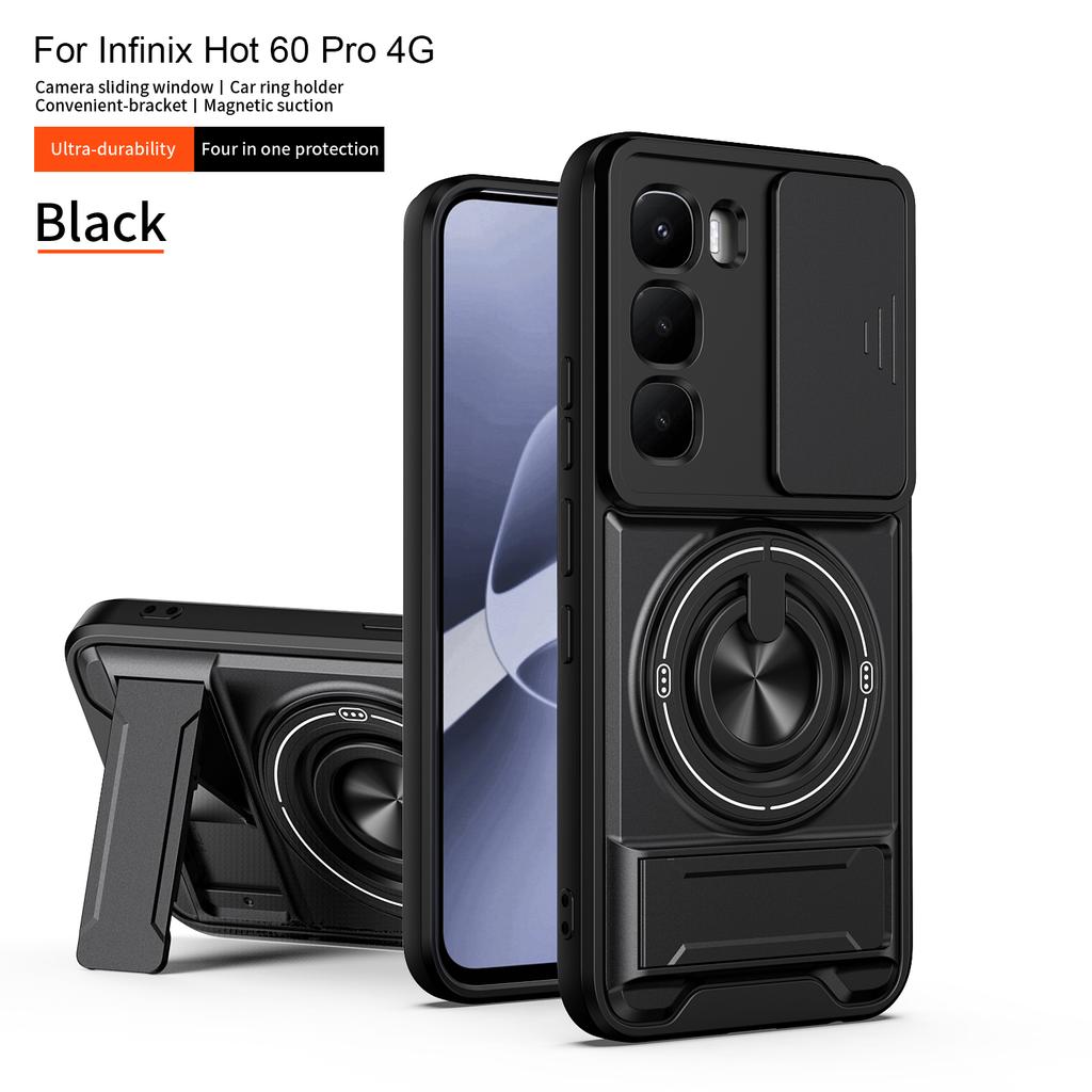 For Infinix Hot 60 Case IInfinix Hot 60i Cover Hot 60 Pro + Magsafe Magnetic Fold Holder Military Armor Camera Protection Cover