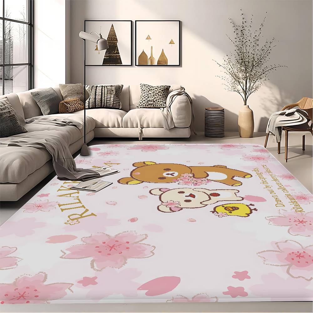 Kawaii Rilakkuma Bear Room Mats Washable Non-Slip Living Room Sofa Chairs Area Mat Kitchen Alfombra