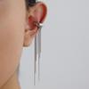 18K Gold C-shaped Ear Clip Stainless Steel Tassel Earrings Punk Gold Jewelry  Travel