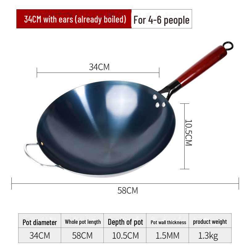 Traditional Handmade Wrought Iron Non-Stick Frying Pan