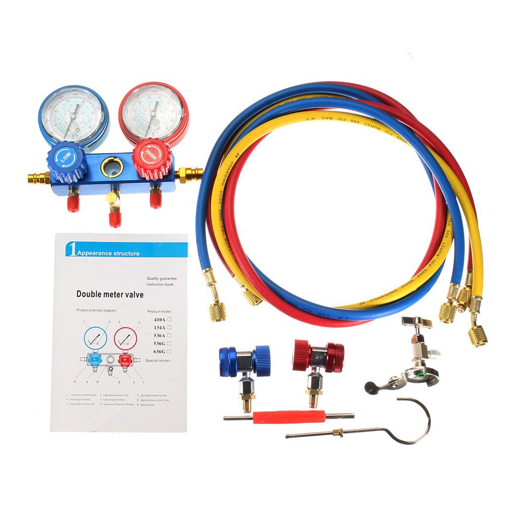 Air Conditioning Pressure Manifold Gauge Hose Kit Set For R22 Refrigerant Pressure Gauge Car Air Condition Refrigerant Gaug