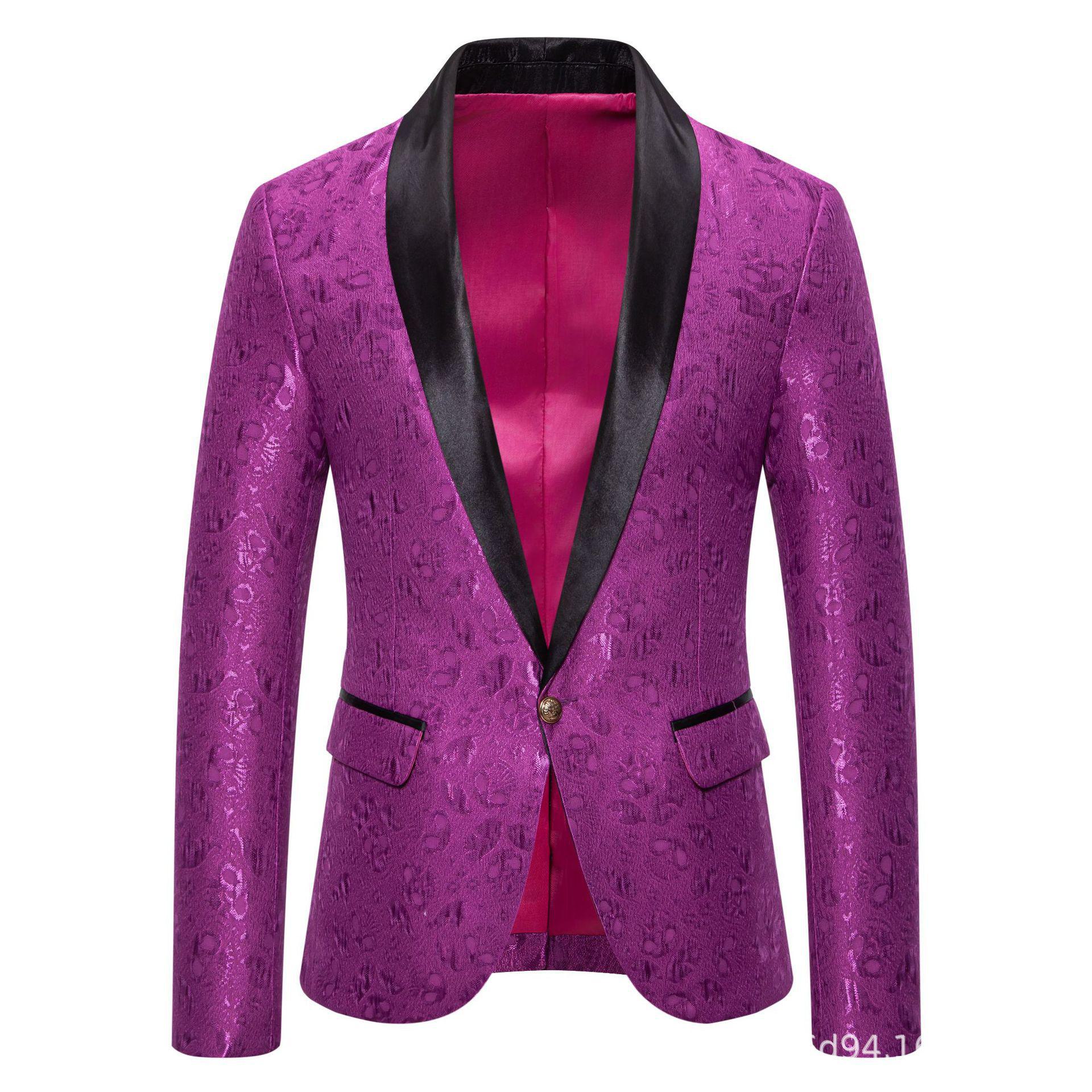 

Европейские мужские повседневные и деловые костюмы: Костюмы для шаферов, жаккардовые модели, наряды для ведущих банкетов, мужские пиджаки. XXL фиолетовый