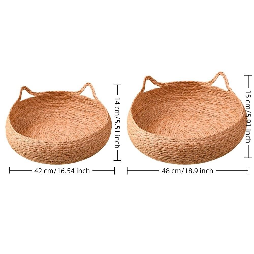 With Warm Pad Braided Cat Bed Rattan Weaving Vine Weave Cat Nest New Pet Sleeping Mat Pet Supplies