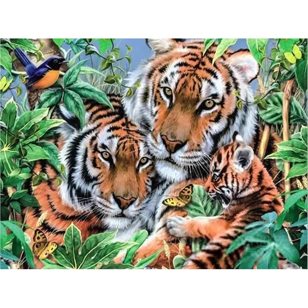 5D DIY Diamond Painting Forest Scenery and Animals Tiger Mosaic Rhinestone Embroidery Full Round Diamond Cross Stitch Home Gift