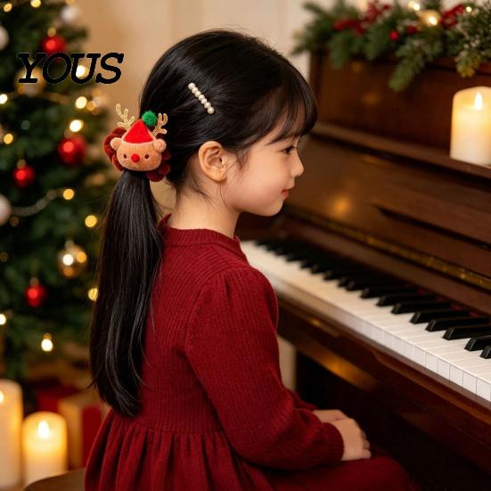 Exquisite Gift Sets for Kids Flannel Christmas Hair Tie Girls, Soft Scrunches with Reindeer/Christmas Tree/Gift/ Santa Cute Stocking Stuffers