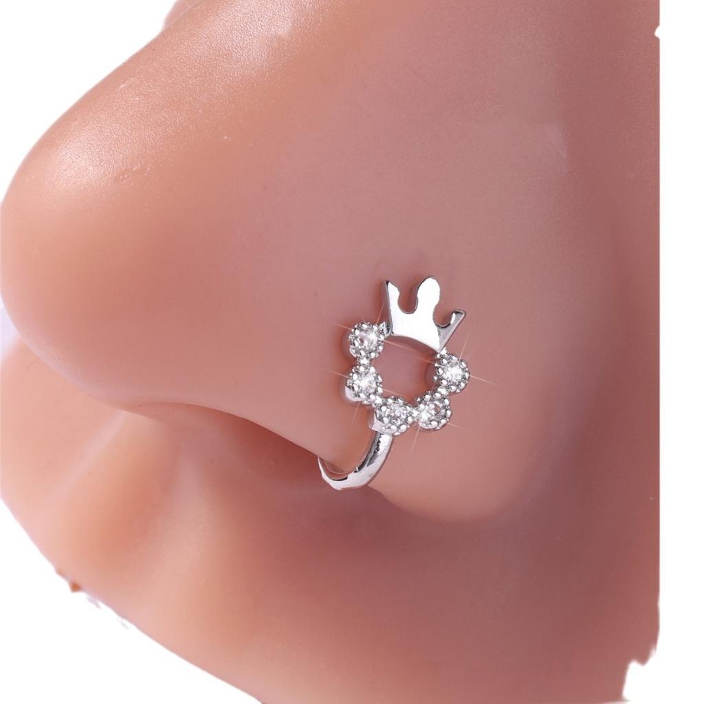 Simple And Stylish Crown Shape Non-Perforated U-Shaped Nose Clip With Diamonds Cute Versatile Women'S Nose Ring Nose Accessories