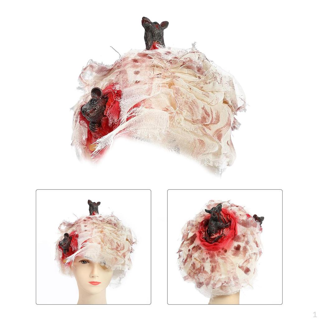 Halloween Latex Horror Bleeding Gauze Cap Accessory Decoration Cosplay Evil Clown Challenge Games