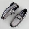 Fashion High End Brand Men's Genuine Leather Shoes Trendy Gray Flat Loafers Versatile Men's Business Dress Shoes Big Size: 36-47