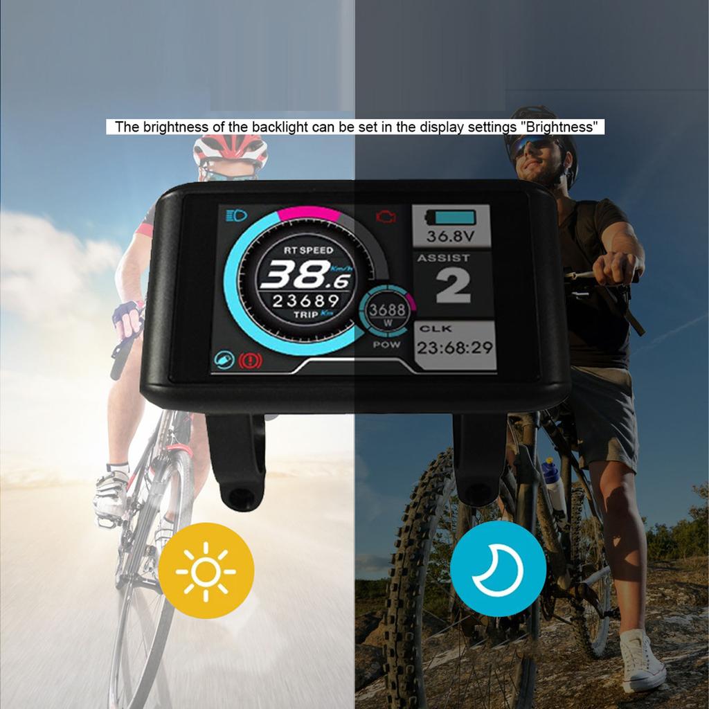 Electric Bicycle Display Panel ABS 5V LCD High Definition Multifunction Bike Display Panel with SM Connector for Bicycle Modification
