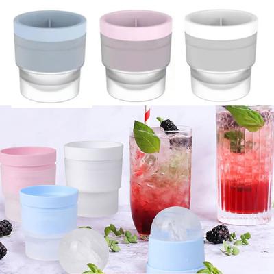 4 Pezzi Stampo per Hockey su Ghiaccio con Coperchi Facile Rilascio Sfera Fabbricatore di Cubetti di Ghiaccio Impilabile Antiaderente Stampo per Puck per Whiskey Cocktail Bourbon