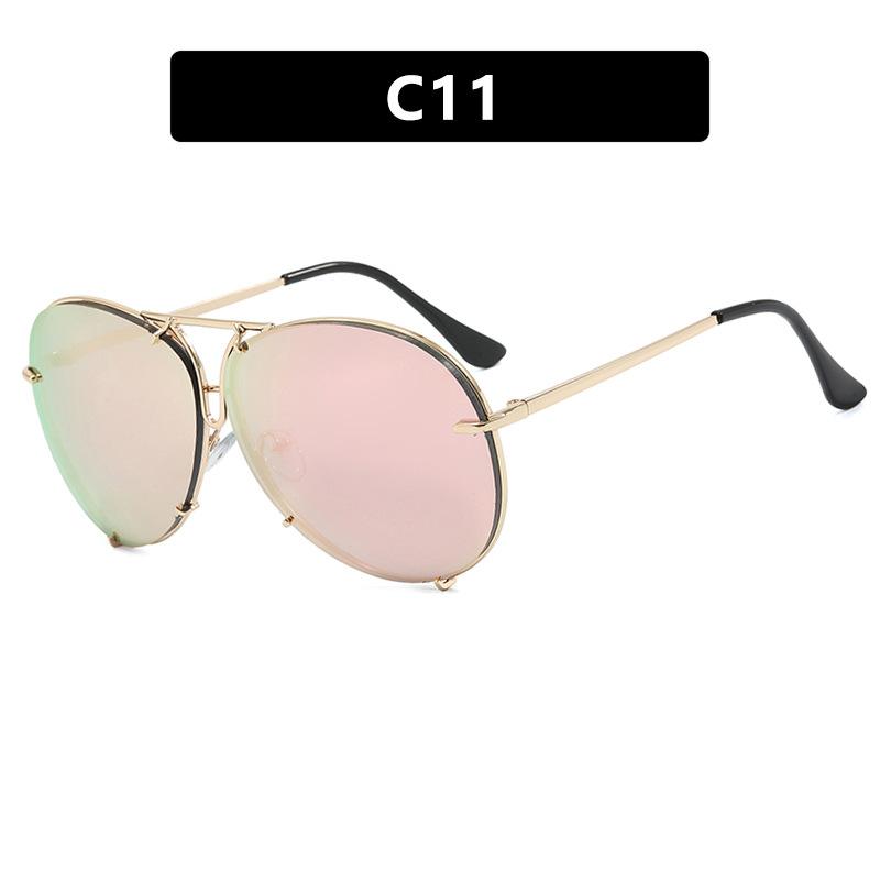 New Classic Pilot Oversized Men Sunglasses Vintage Metal Sun Glasses Women Mirror Gradient Colors Driving Male Shades UV400