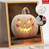 DIY Pearl Painting Canvas Halloween Jackolantern Frameless 3D Bead Art Relaxing Craft for Living Room Decor