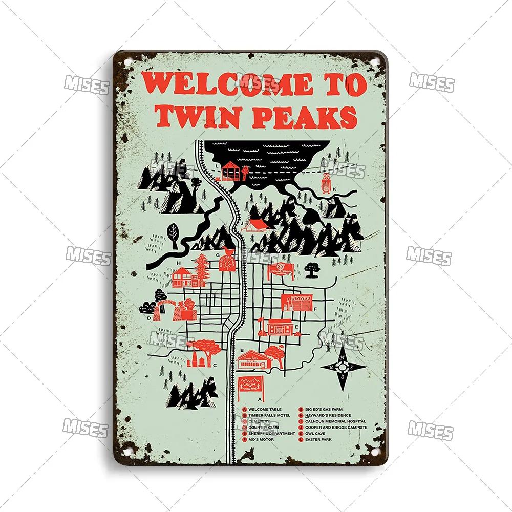 MISES Twin Peaks Classic TV Metal Sign Rusty Metal Poster Man Cave Garage Club Industrial Decor Decorative Plate Metal Plaque