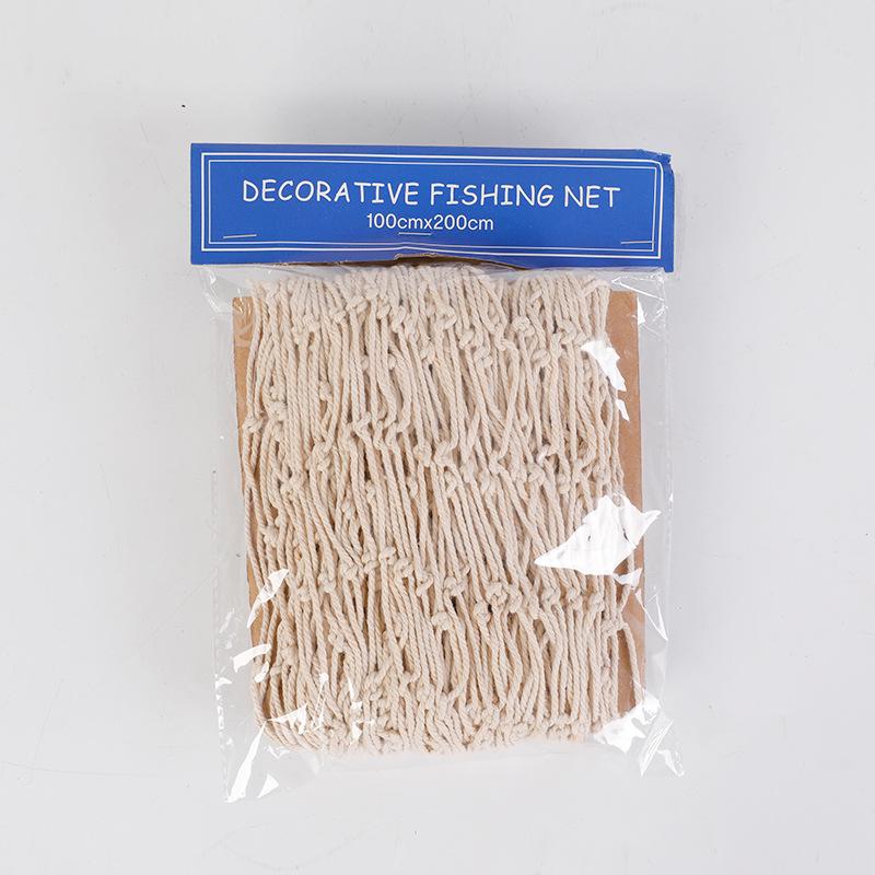 Mediterranean Style Cotton Rope Decorative Fishing Net with Shells for Wall Decor