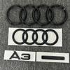 4 Ring Logo ABS Black Car Hood Front Bonnet Grill Rear Trunk Emblem Sticker A3 Mark Quarrto Emblem For 4HGFC A3 2010-now