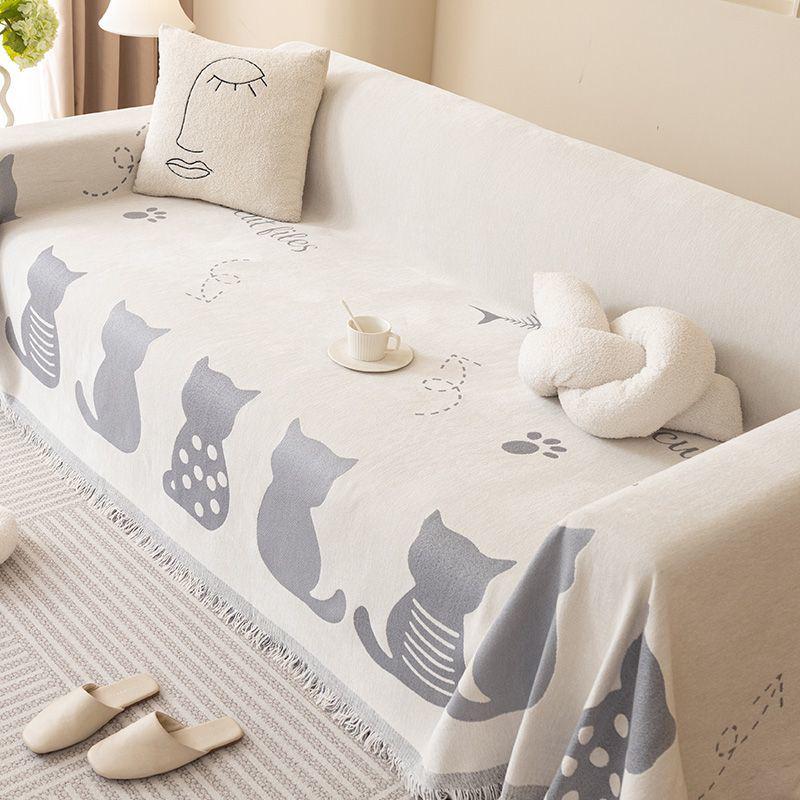 Chenille Cartoon Sofa Towel: Universal, Multifunctional Armrest and Backrest Cover